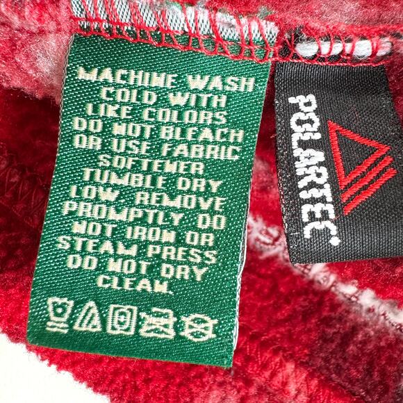 L.L Bean Women Vintage Polortec Fleece Jacket Sz S Pullover Snowflake Winter Red - Picture 6 of 7
